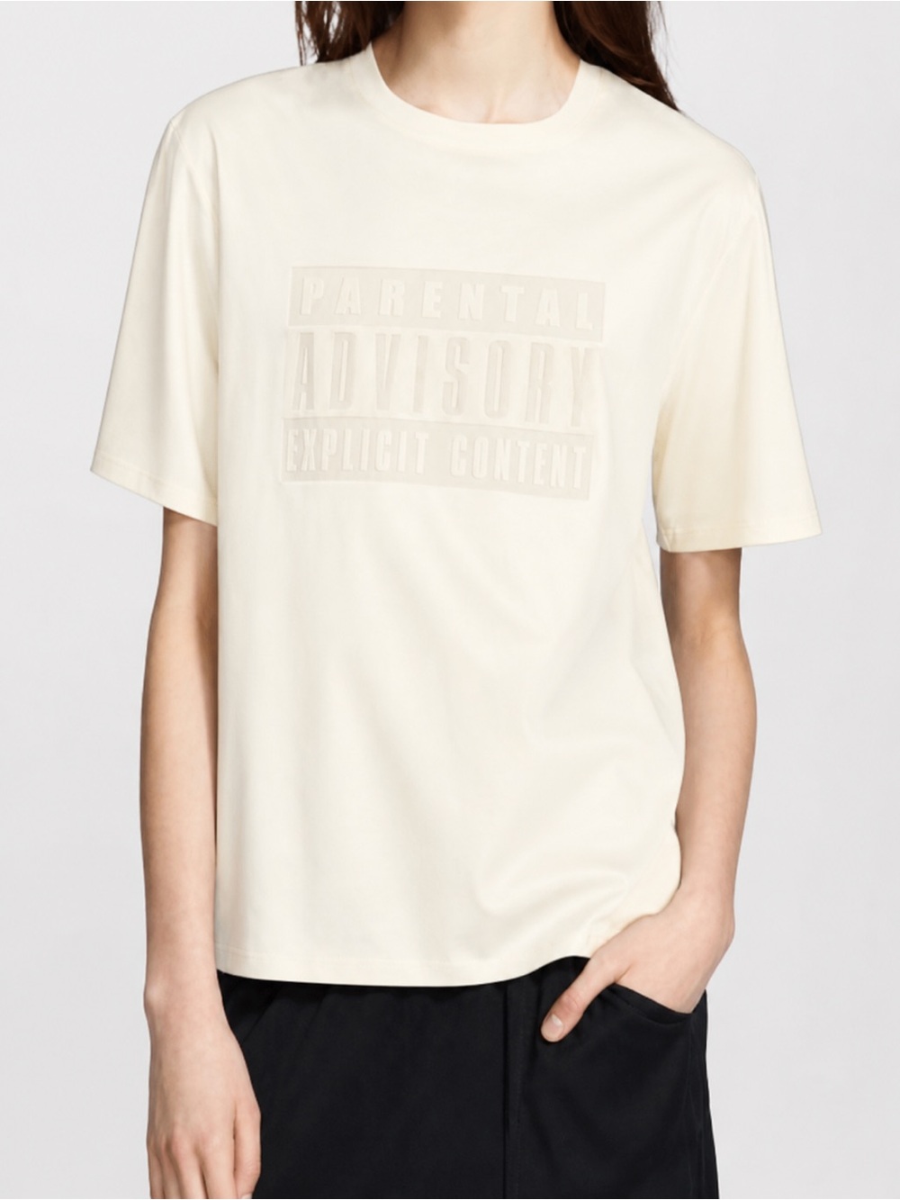 Alexander Wang Parental Advisory Explicit Content T-Shirt Size M Cream
